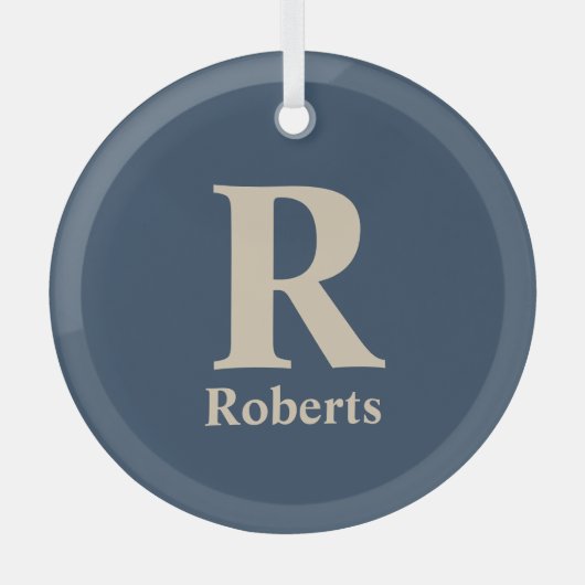 クラシックBlue And Vanillaイニシャル/名/ファミリ名 ガラスオーナメント (正面)