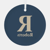 クラシックBlue And Vanillaイニシャル/名/ファミリ名 ガラスオーナメント (裏面)