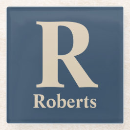 クラシックBlue And Vanillaイニシャル/名/ファミリ名 ガラスコースター