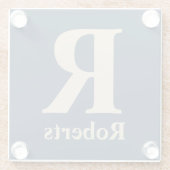 クラシックBlue And Vanillaイニシャル/名/ファミリ名 ガラスコースター (裏面)