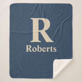 クラシックBlue And Vanillaイニシャル/名/ファミリ名 シェルパブランケット