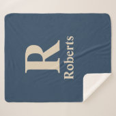 クラシックBlue And Vanillaイニシャル/名/ファミリ名 シェルパブランケット (正面(横))