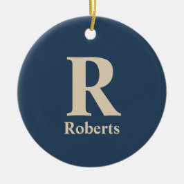 クラシックBlue And Vanillaイニシャル/名/ファミリ名 セラミックオーナメント