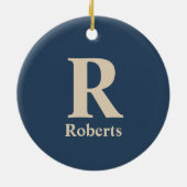 クラシックBlue And Vanillaイニシャル/名/ファミリ名 セラミックオーナメント (裏面)