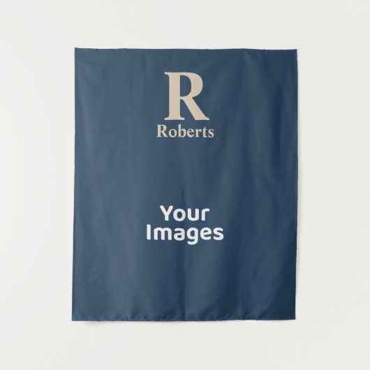 クラシックBlue And Vanillaイニシャル/名/ファミリ名 タペストリー (正面)