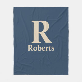 クラシックBlue And Vanillaイニシャル/名/ファミリ名 フリースブランケット