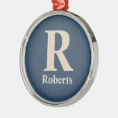 クラシックBlue And Vanillaイニシャル/名/ファミリ名 メタルオーナメント (左)