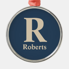 クラシックBlue And Vanillaイニシャル/名/ファミリ名 メタルオーナメント