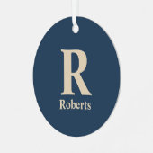 クラシックBlue And Vanillaイニシャル/名/ファミリ名 メタルオーナメント (正面左)