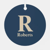 クラシックBlue And Vanillaイニシャル/名/ファミリ名 メタルオーナメント (裏面)