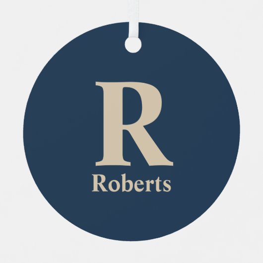 クラシックBlue And Vanillaイニシャル/名/ファミリ名 メタルオーナメント (正面)
