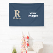 クラシックBlue And Vanillaイニシャル/名/ファミリ名 横断幕 (インサイチュ)