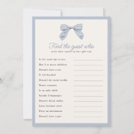 クラシックBlue Bow Find the Guest Shower Game Card 招待状