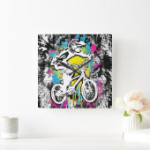 クラシックBmxバイク – BmxフリースタイルBmxスクエアクロック スクエア壁時計 (ホーム)