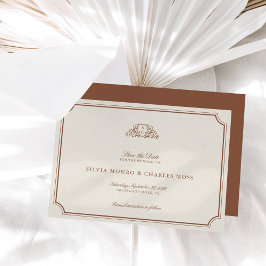 クラシックBrown/ベージュ色のモノグラ結婚ム日付を保存