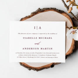 クラシックBurgundy Monogram Photo結婚's 招待状