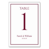 クラシックBurgundy Whiteのテー結婚ブル番号カード テーブルナンバー (裏面)