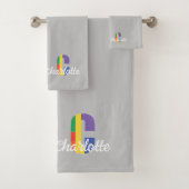 クラシックC色の薄いグレーモノグラムのの文字 バスタオルセット (インサイチュ)