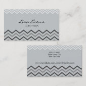クラシックChevron Pattern Gray Business Card 名刺 (正面/裏面)