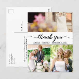 クラシックChicの結婚写真Thank You Script ポストカード