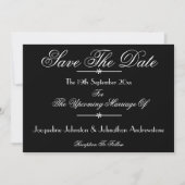 クラシックChicスクリプト名B & W日付の保存 案内状 (正面)