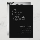 クラシックChic Black & White Photo Save The Date 招待状 (正面/裏面)