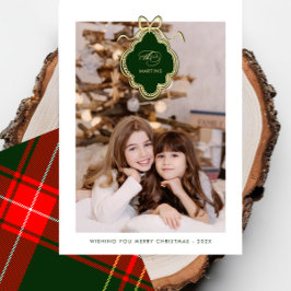 クラシックChristmas Red Plaid写真 シーズンカード