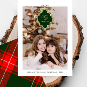 クラシックChristmas Red Plaid写真 シーズンカード