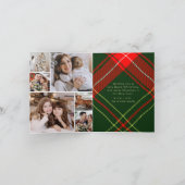 クラシックChristmas Red Plaid Photo Collage シーズンカード (内部)