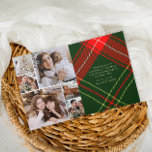 クラシックChristmas Red Plaid Photo Collage シーズンカード<br><div class="desc">この時代を超越した赤と緑の格子状の写真コラージュはクリスマスカードを折り畳み伝統的、クラシックの家宝スタイル家紋と豊かな格子状のパターンを備えている。フェスティバルの紋章の上にエレガント金ゴールド色ヴィンテージスタイルの季節弓を乗せる。カードの内部には、編集可能なカスタム休日の挨拶メッセージと写真数々のコラージュが含まれる。洗練され、高架のこのノスタルジックな休日の写真のコラージュのグリーティングカードインスパイアは、友人や家族が何年も大切に思い出す自分の美しいクリスマスの思い出を作り出す確かであ来る。クリスマスコレクションを購入して、ホリデーエンベロープ、カスタム住所 シール、季節ごとのギフトなどをコーディネートしよう！</div>