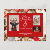 クラシックDeco Christmasパーソナライズされた Family Photo シーズンポストカード (正面)