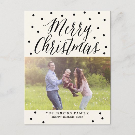 クラシックDots Christmas Photo Cardはがき シーズンポストカード (正面)