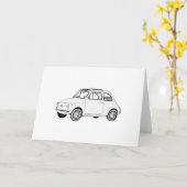 クラシックFiat 500白黒ペンシルのスケッチ カード (黄色い花)