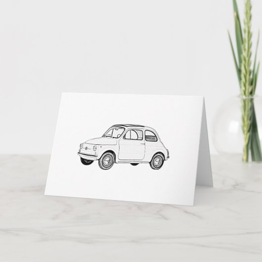 クラシックFiat 500白黒ペンシルのスケッチ カード (正面)