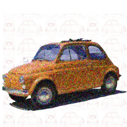 クラシックFiat 500青 Tシャツ