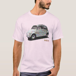 クラシックFiat 500 (白、薄いピンク) Tシャツ