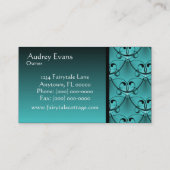 クラシックGlam名刺、はっきりしたティール（緑がかった色） 名刺 (裏面)