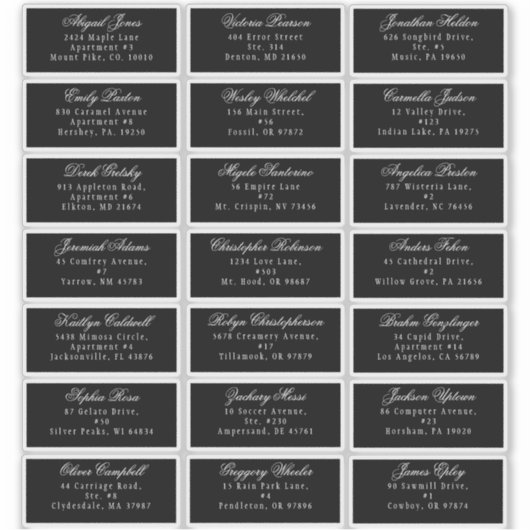 クラシックGothic Blackのゲ結婚ストアドレス シール (正面)