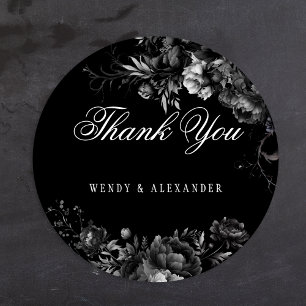 クラシックGothic Black結婚's Thank You ラウンドシール
