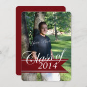 クラシックGrad 2014 Varsity Banner赤い写真 案内状 (正面/裏面)