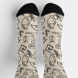 クラシックGreco-Roman Line Art Socks: Timeless Elega ソックス