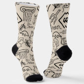 クラシックGreco-Roman Line Art Socks: Timeless Elega ソックス (傾斜あり)