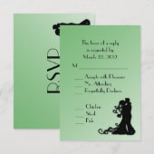 クラシックGreenのメ結婚ニュー選択RSVP 出欠カード (正面/裏面)