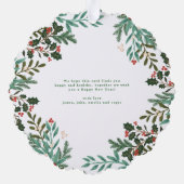 クラシックGreen Botanical Christmas写真 オーナメントカード (裏面)