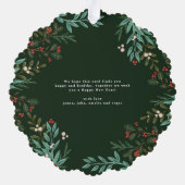 クラシックGreen Enchanting Botanical Christmas写真 オーナメントカード (裏面)