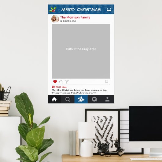クラシックInstagram Frameクリスマスパーティーフォトプロップ ポスター (ホームオフィス)