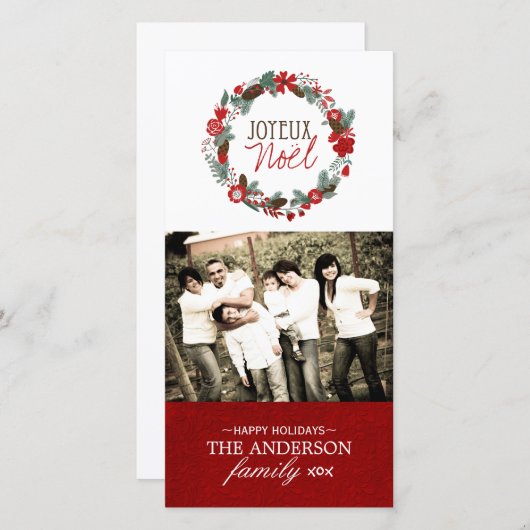 クラシックJoyeux Noelフォトカード シーズンカード (正面/裏面)