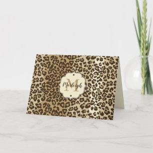 クラシックLeopardプリントカスタムモノグラム名 サンキューカード