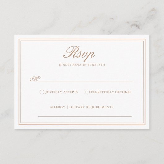 クラシックLight Taupe RSVPのエレガントカー結婚ド エンクロージャーカード (正面)