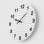 クラシックLTグレーホワイト薄いシボロンジグザグパターン ラージ壁時計 (傾斜)